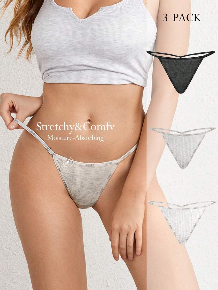 Ocili Ropa Interior Tipo Tanga Con Tiras Estampadas Y Letras Para Mujer - Multicolor - Ver 1