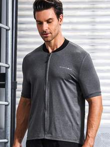 Gym Rark Chaqueta de ciclismo con patrón de letras y cierre frontal con cremallera para motociclista - Gris Oscuro - Ver 6