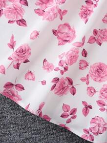 SHEIN Young Girl Floral Belted Dress With Ruffle Hem Cardigan Two Pieces Set Girls Dress Setspink Dresses For Young Girl,Holiday,Summer,Travel - Pink - View 6