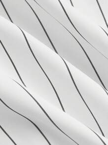 SHEIN MOD 女士長袖條紋襯衫,3d花卉裝飾 - 白色 - 查看 4