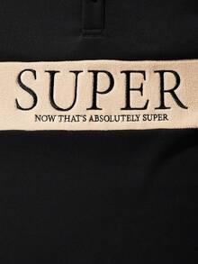 SHEIN 男孩絨面拼接字母繡裙衫,適合大童 - 黑色 - 查看 4