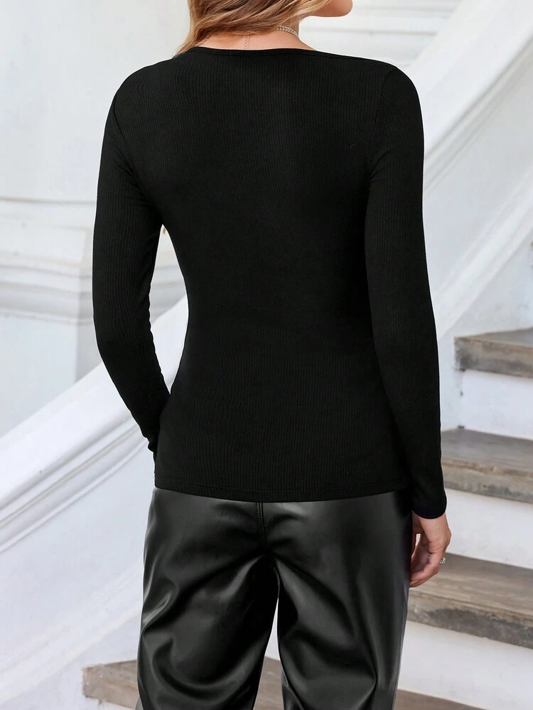 Women's Asymmetrical Collar Cross Front Tie T-Shirt Fall Cloth For Women