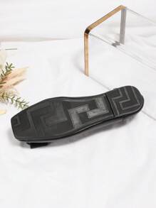 Fall/Winter Chain & Bow Decor Square Toe Ballet Flats - Black - View 4