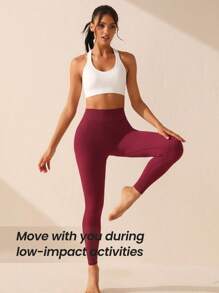 Lifespree Của phụ nữ Nguyên chất Màu sắc Quần Xà cạp thể thao - Màu Đỏ Sâu - Xem 5