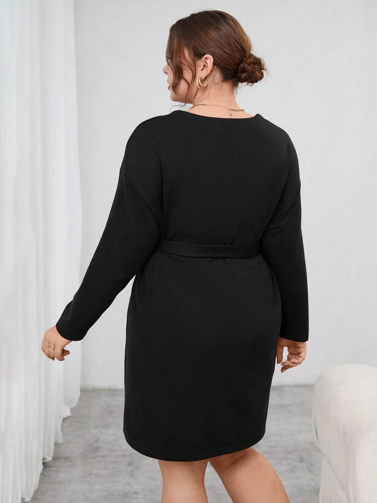 Plus Size Buckle Decorated Dress