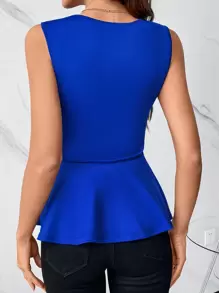 SHEIN Clasi Women's Ruffle Hem Tank Top Sleeveless - Blue - View 5