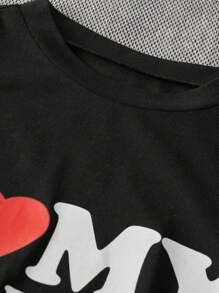 EURMUSE Men'S Heart Print Slogan T-Shirt