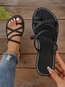 Summer New Arrival Large Size Slip-on Comfortable Casual Fashionable All-match Sandals For Women - Black - View 1