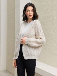 Anewsta 女士連帽開衫 - 卡其色 - 查看 3