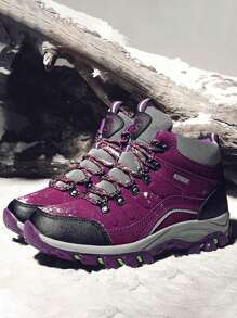 女士休闲时尚徒步鞋，带保暖内衬和防滑鞋底 - 紫色 - 查看 1