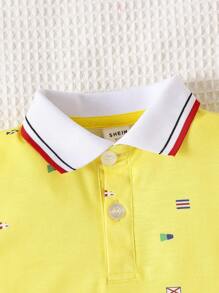 Baby Boys' Patchwork Collar T-shirt And Pants Set