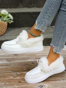 Women's Snow Boots, Thermal Lined, Slip-On, Korean Style, Anti-Slip Flat Shoes - White - View 6