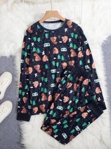 Men Cartoon Graphic PJ Set - Multicolor - View 1