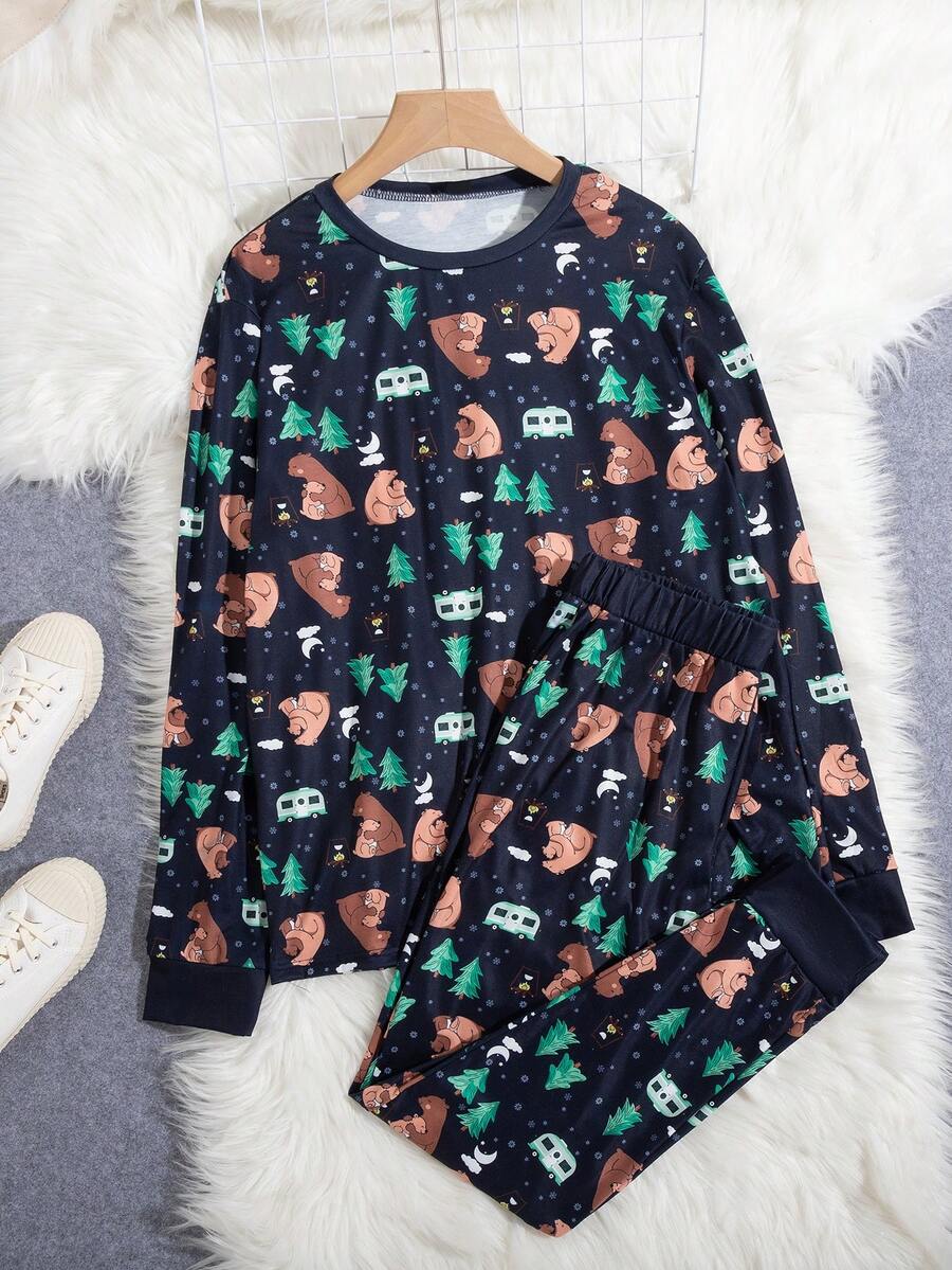 Men Cartoon Graphic PJ Set - Multicolor - View 1