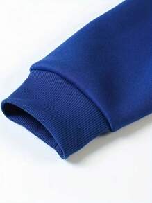 Moletom Masculino com Forro Quente e Estampa de Slogan - Azul Royal - Visão 3