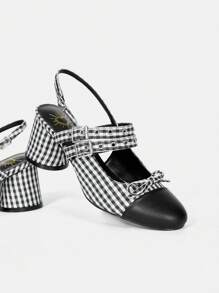 CUCCOO DOLLMOD 圓頭粗跟瑪莉珍鞋 - 黑與白 - 查看 1