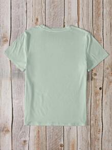 SHEIN Slayr 女士卡通印花t恤 - 薄荷綠 - 查看 2