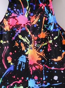 SHEIN 男童墨色毛笔印花吊带短裤连帽连体衣 - 彩色 - 查看 3