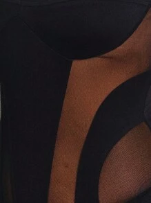 Zolique Mesh Panels Strapless Bodysuit - Black - View 7