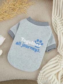 Felipe Marques 1件灰色“寵物”字母印花無帽寬松衣,保暖貓狗 - 彩色 - 查看 1