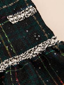 PETSIN 聖誕綠色&黑色格紋厚毛織品寵物半身裙 - 綠色 - 查看 5