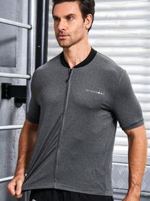 Gym Rark Chaqueta de ciclismo con patrón de letras y cierre frontal con cremallera para motociclista - Gris Oscuro - Ver 3