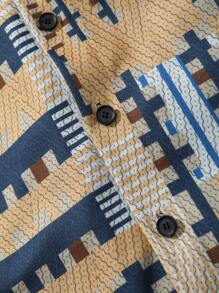 Manfinity Homme Giubbotto A Collo Alto Con Stampa Geometrica Da Uomo - Giallo - Visualizzare 8