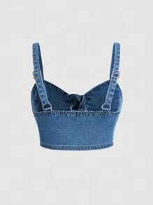 SHEIN MOD Denim Áo ba lỗ Áo - Rửa nhẹ - Xem 2