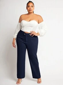 SHEIN SXY Pantalones De Tallas Grandes De Color Sólido
