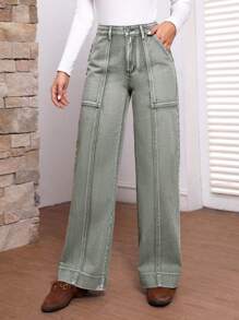 SHEIN LUNE 細節縫合牛仔褲