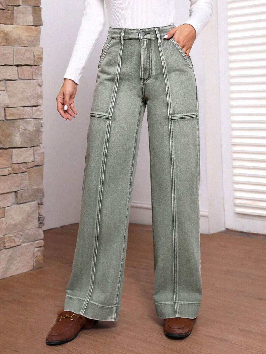 SHEIN LUNE 細節縫合牛仔褲