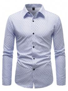 Manfinity Mode Men's Printed Full Sleeve Shirt, For Fall - White - View 3