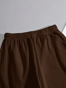 SHEIN Unity 蝴蝶與字母印花彈性腰運動褲 - 棕色 - 查看 4
