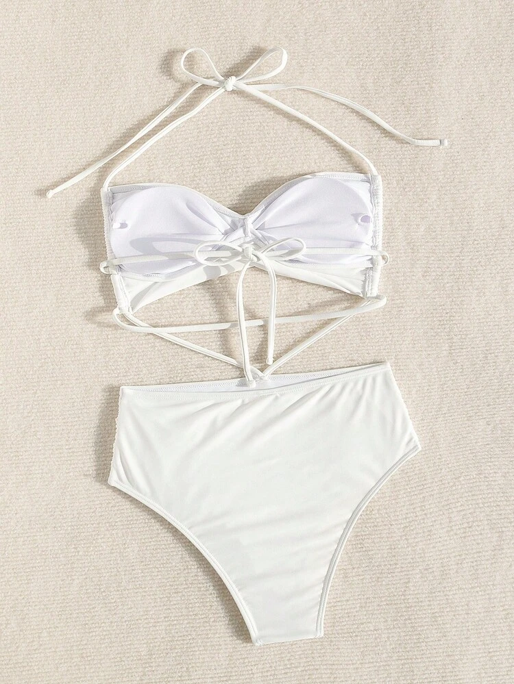 Ladies' Halter Tie One-Piece Swimsuit Summer