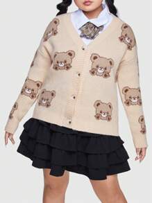 ROMWE Kawaii Của phụ nữ Kích thước lớn Hình con gấu hoạt hình Áo len Mở - Nhiều màu - Xem 2