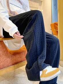 Manfinity Hypemode 男裝寬鬆束腰運動長褲 - 藏蓝色 - 查看 5