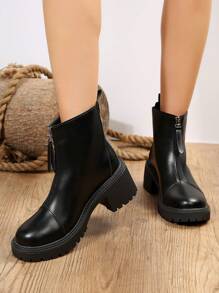 女裝時尚短靴黑色靴子 - 黑色 - 查看 6