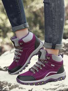 女士休闲时尚徒步鞋，带保暖内衬和防滑鞋底 - 紫色 - 查看 3