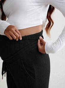 SHEIN 孕婦彈性綁帶腰部褲子