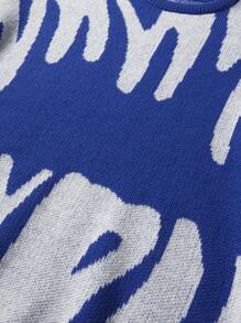 Manfinity EMRG 男士休闲印花毛衣、男士蓝色毛衣、男士图案毛衣、男士针织毛衣、男士 Y2k 毛衣、男士街头风毛衣