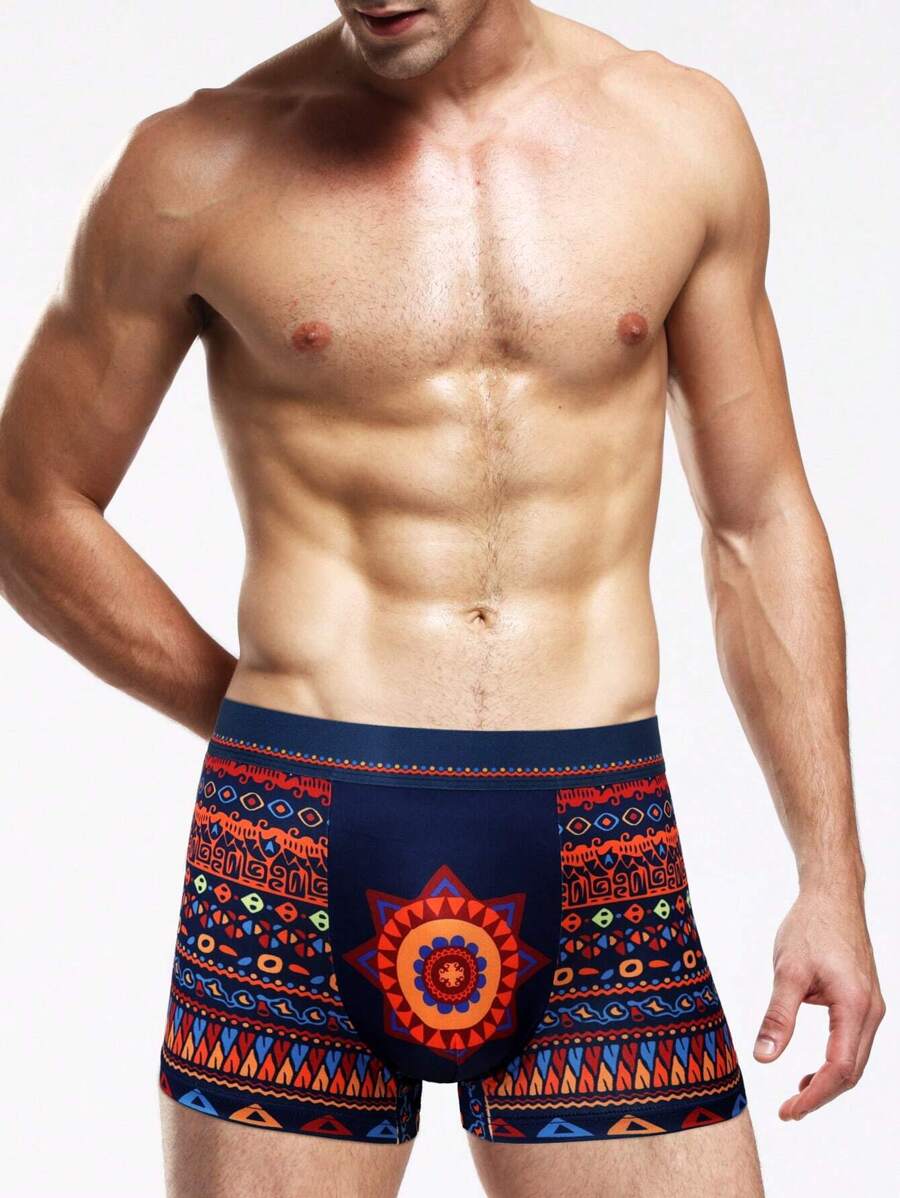 Men's Geometric Print Boxer Briefs - Multicolor - View 1