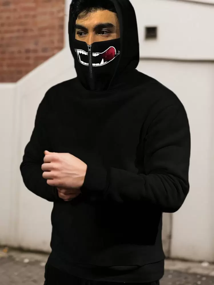 Manfinity Homme Moletom Com Capuz Masculino Com Estampa De Boca E