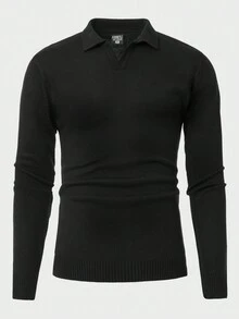 RueChic 男士高領長袖毛衣 - 黑色 - 查看 3