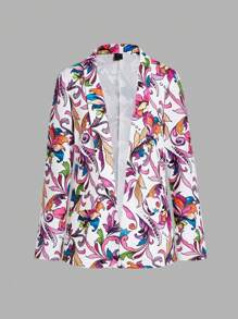 SHEIN Clasi 女士花卉印花全套西裝外套 - 彩色 - 查看 3