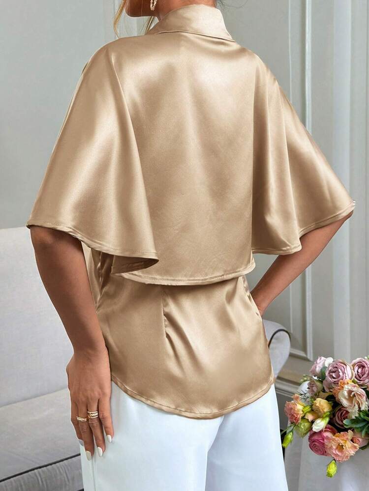 Women's Satin Cape Shirt