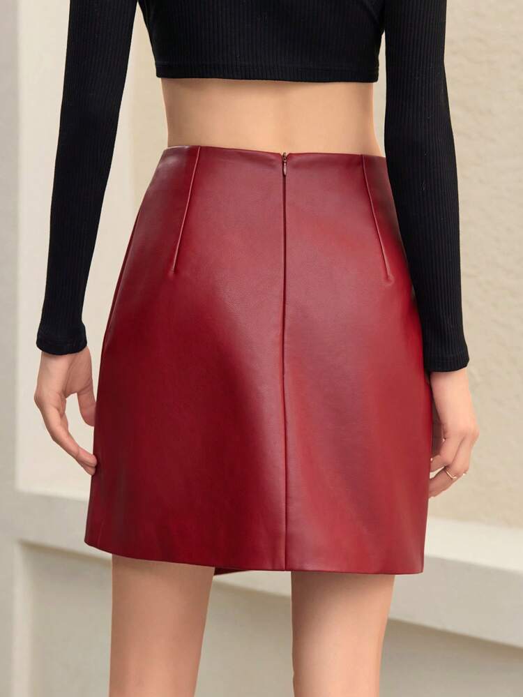 Pu Cross Wrap Skirt