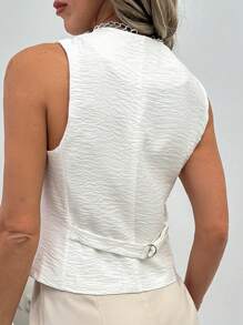 SHEIN Chaleco De Traje Blanco Con Cuello En V Y Botones Delanteros - Blanco - Ver 2