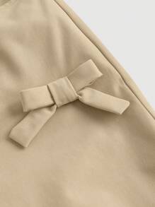 SHEIN MOD Pantalones rectos de unicolor con decoración de mariposa - Caqui - Ver 3