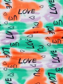 SHEIN 女孩時尚扎染愛心圖案連衣裙,帶摺褶設計 - 彩色 - 查看 7