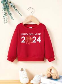 嬰兒男童長袖圓領字樣印花運動衫